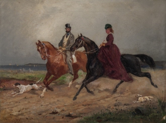 Charles XV of Sweden Riding with the Queen