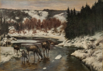 Elks by the Stream