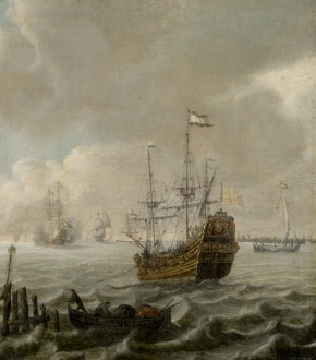 Seascape with Battleship on the Roadstead