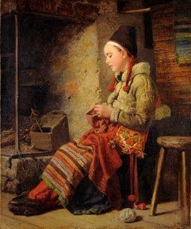 Rättvik Girl by the Fireside
