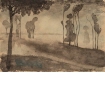 Landscape. Trees in Fog
